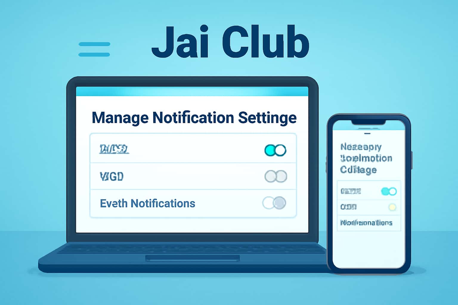 An informational graphic showcasing notification settings for Jai Club.