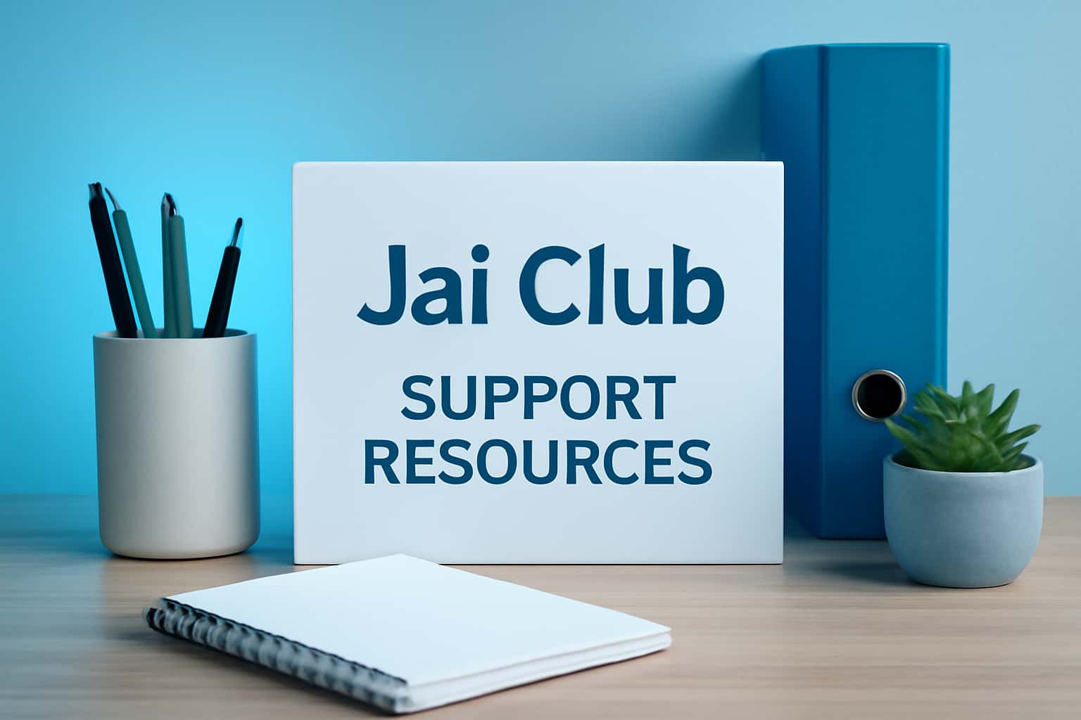 An illustrative scene highlighting Jai Club Support Resources with prominent text.