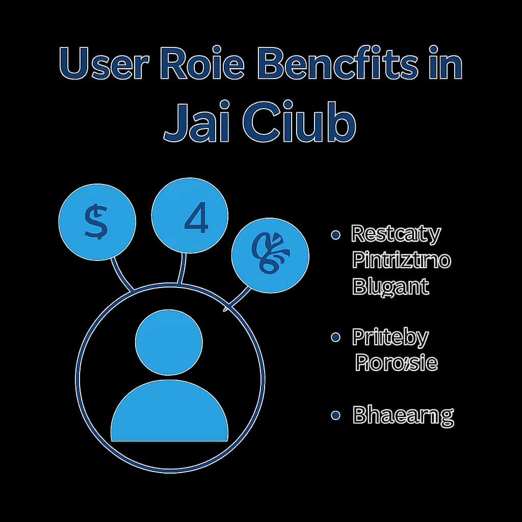 An educational illustration of user role benefits in Jai Club.
