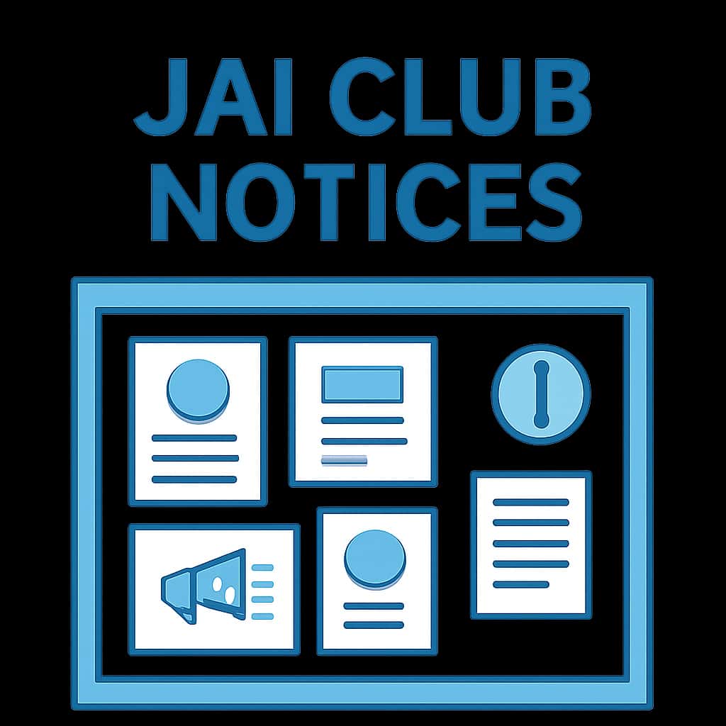 Illustration detailing the Jai Club Notices.